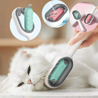 Cat Hair Brush With Water, Sticky Brush For Cats, 4 In-1 Cat & Dog Grooming Brush With Water Tank