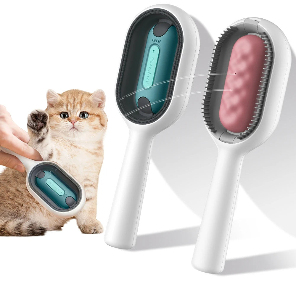 Cat Hair Brush With Water, Sticky Brush For Cats, 4 In-1 Cat & Dog Grooming Brush With Water Tank