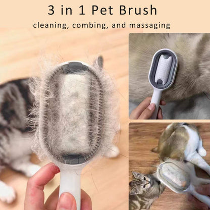 Cat Hair Brush With Water, Sticky Brush For Cats, 4 In-1 Cat & Dog Grooming Brush With Water Tank